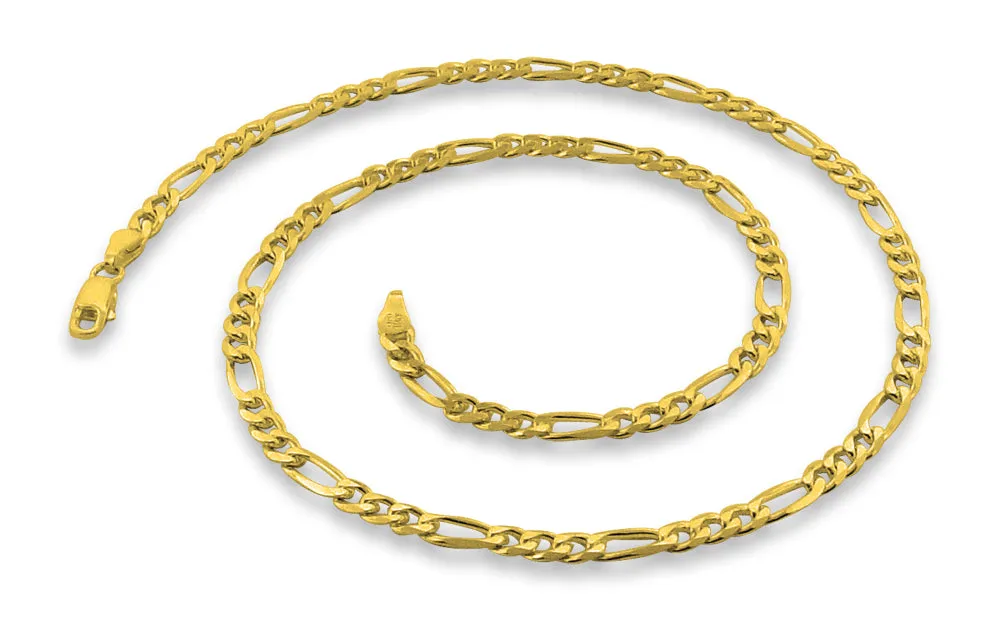 14K Gold Plated Sterling Silver Figaro Chain 4.0MM