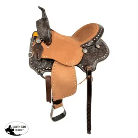 16" Barrel style western saddle with floral tooled seat