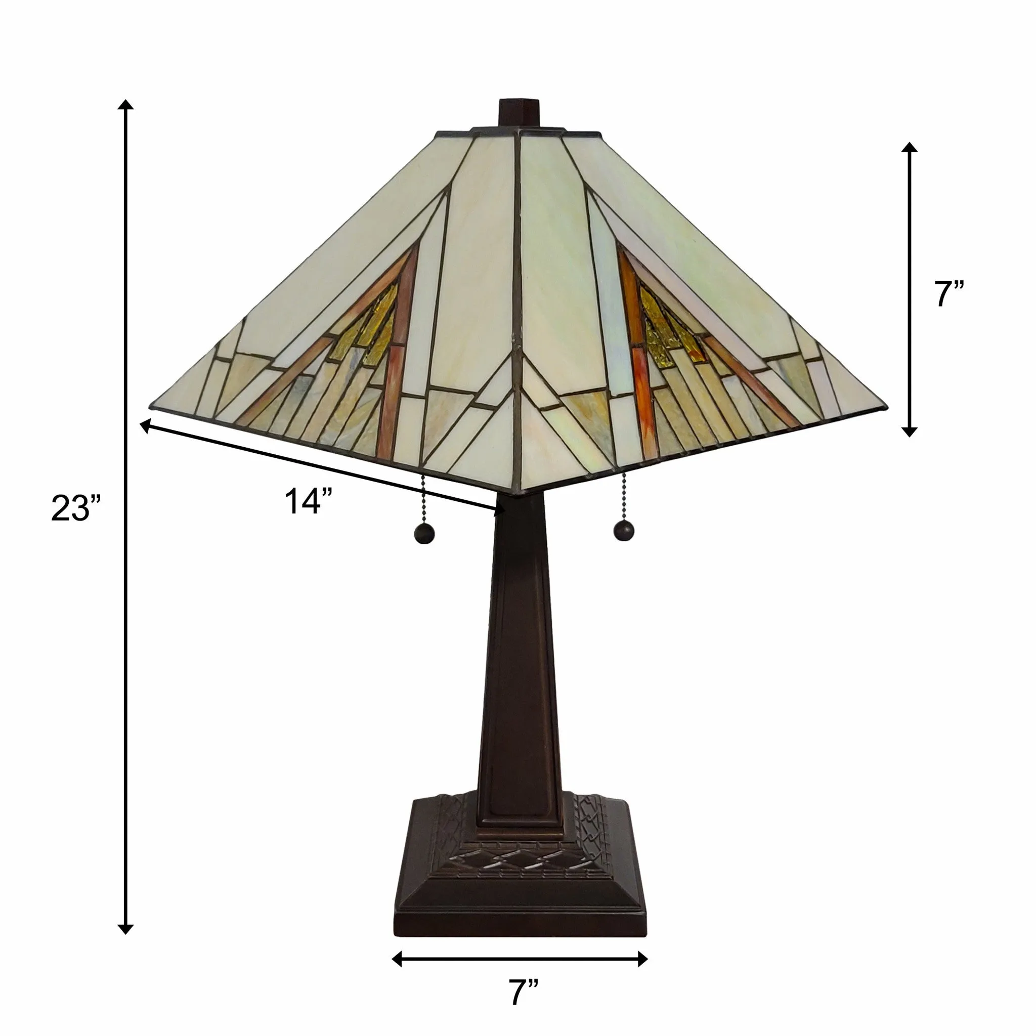 23" Stained Glass Pyramid Style Two Light Mission Style Table Lamp By Homeroots