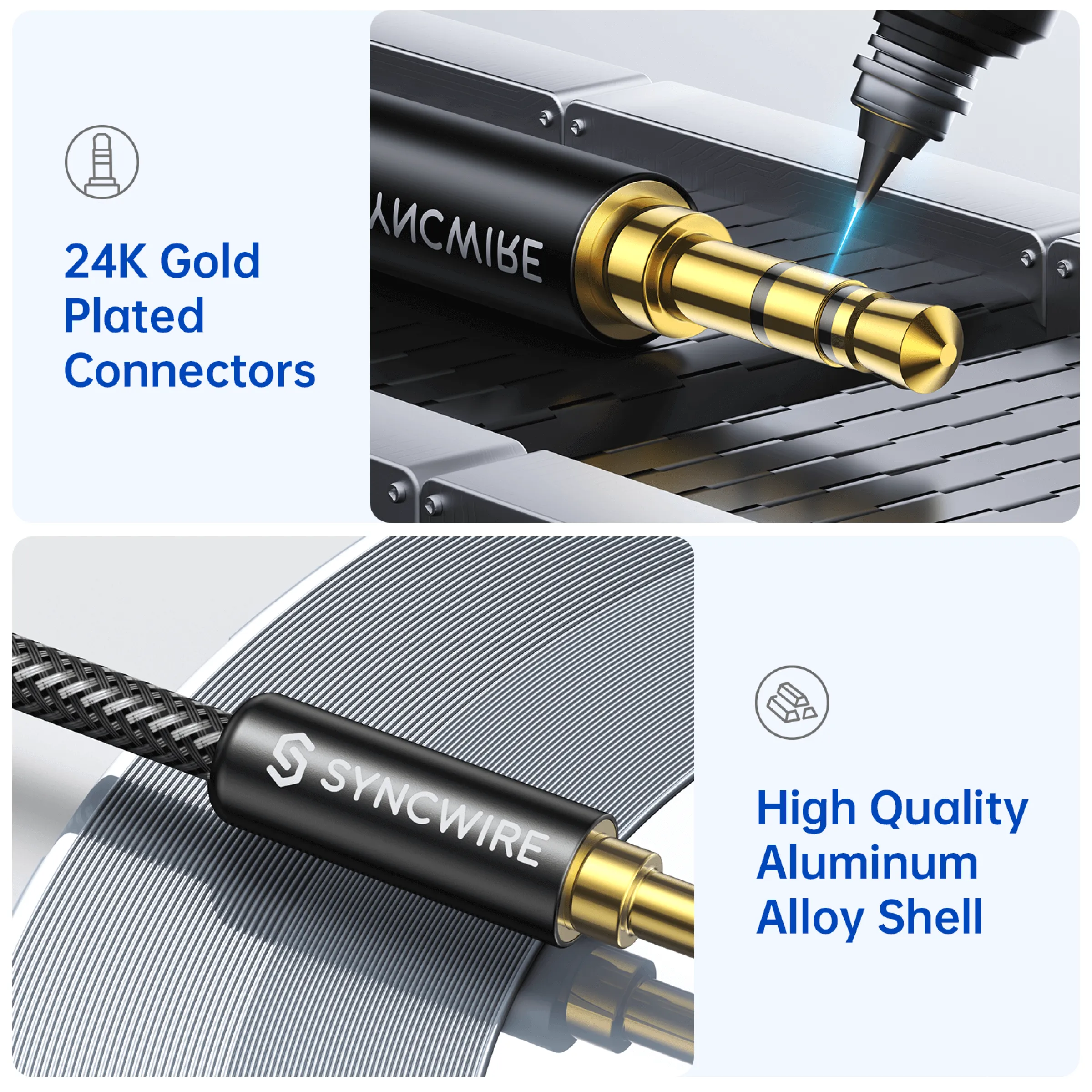 3.5mm Auxiliary Audio Nylon Braided Cable