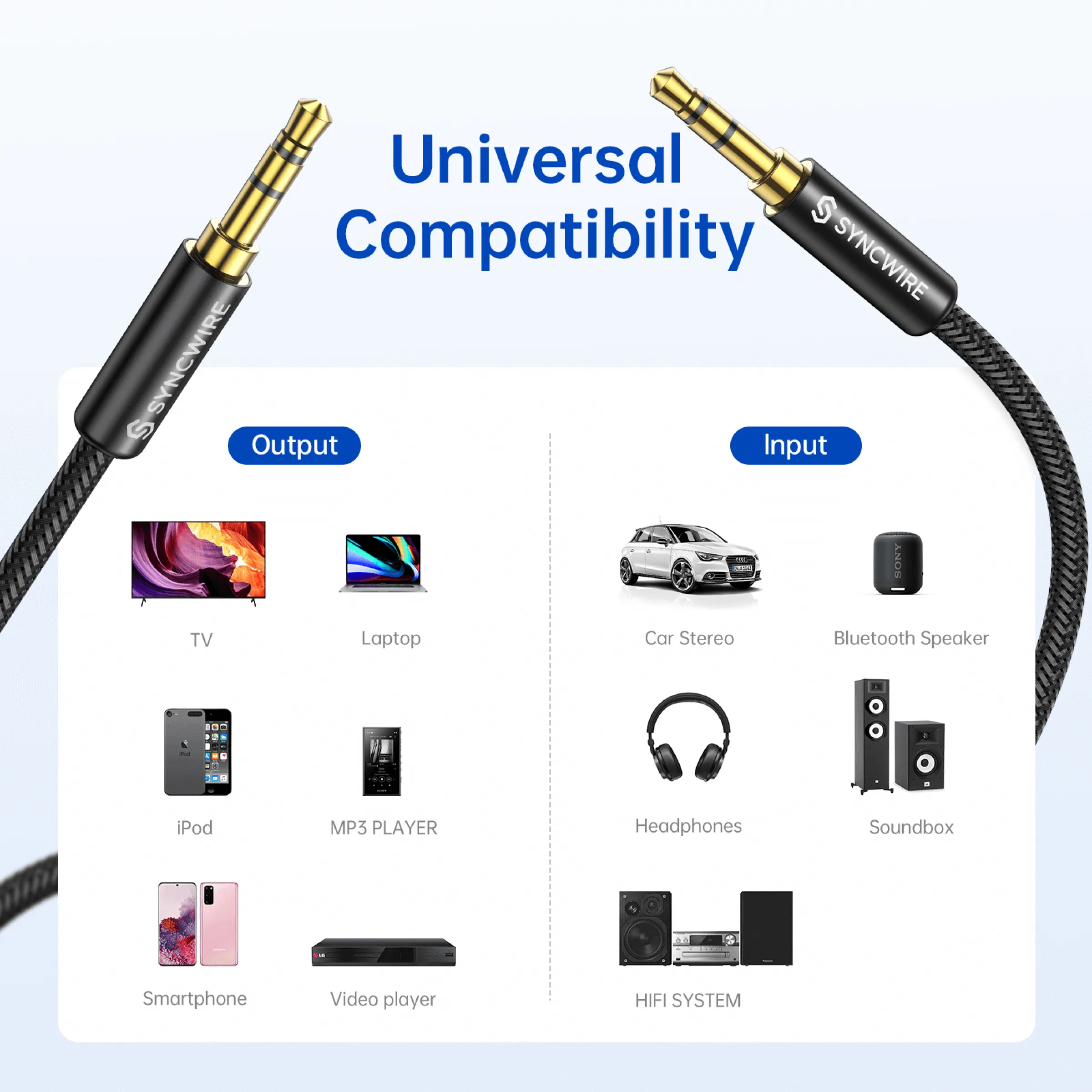 3.5mm Auxiliary Audio Nylon Braided Cable