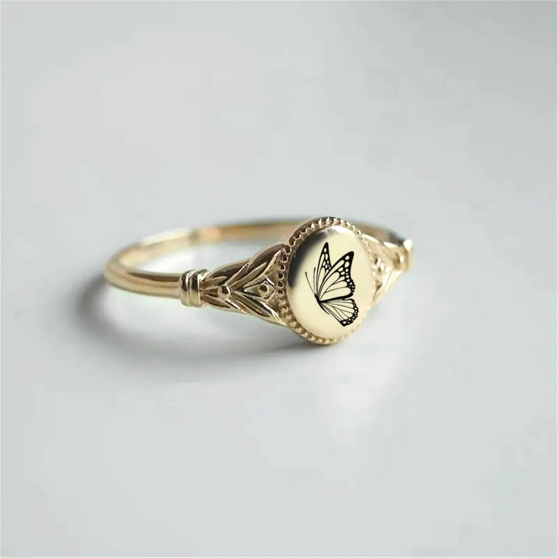 925 Sterling Silver Retro Style Ring Butterfly Ring