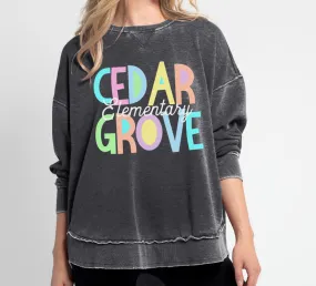 Acid Washed Cedar Grove Elementary Sweatshirt/ Unisex Sweatshirt