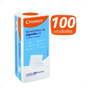 ALGODÃO QUADRADO CREMER COM 100 UNIDADES