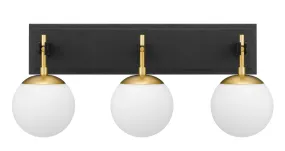 Allie 352B03BLSB 3-Light Vanity Light - Black/Satin Brass