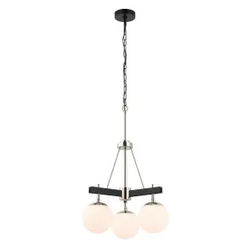 Allie 352C03BLPN 3-Light Chandelier - Black/Polished Nickel