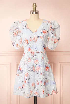 Alyxa | Short Floral Dress w/ Puffy Sleeves