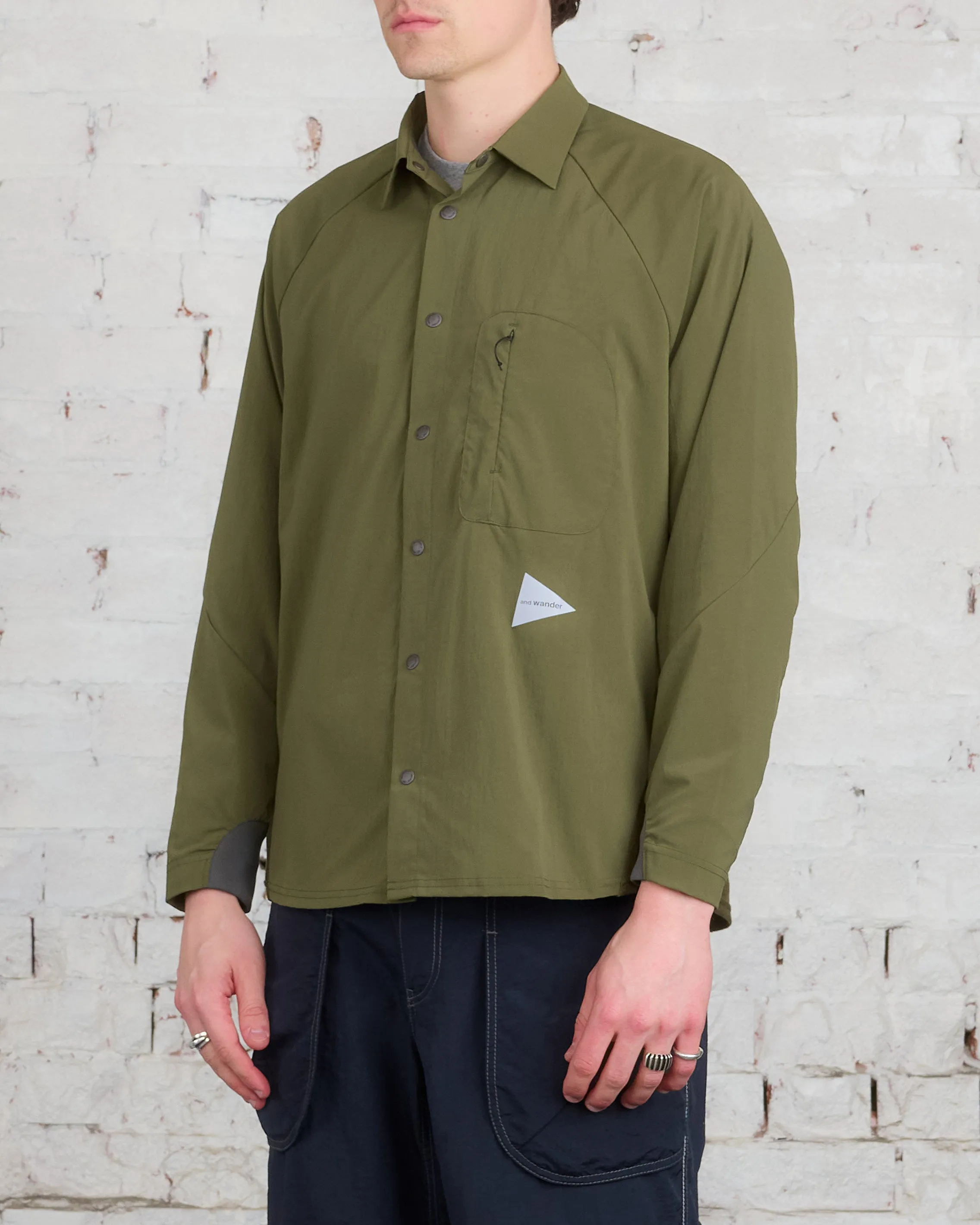 and wander Thermolite Fleece Base LS Shirt Khaki