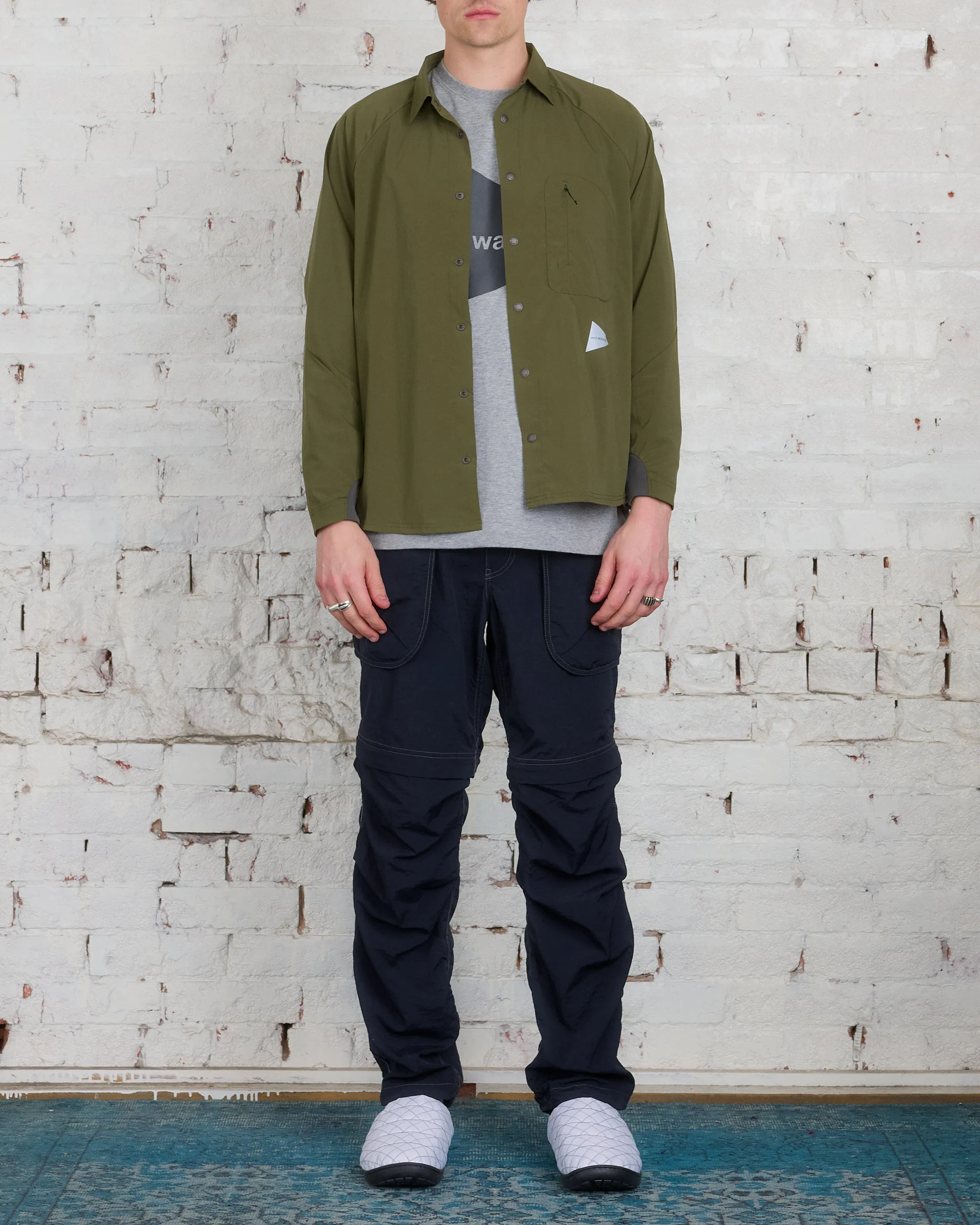 and wander Thermolite Fleece Base LS Shirt Khaki