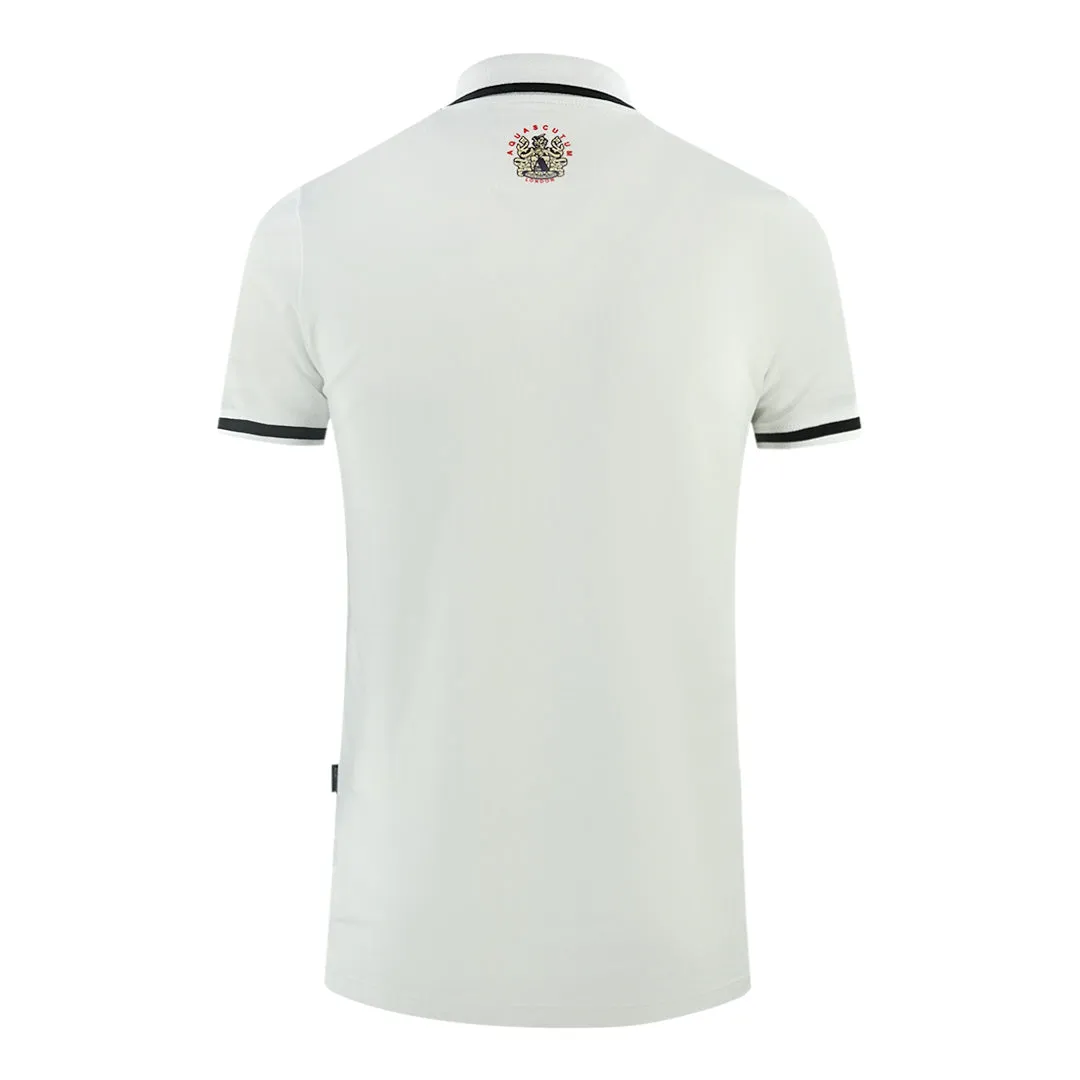 Aquascutum Embossed A Tipped White Polo Shirt