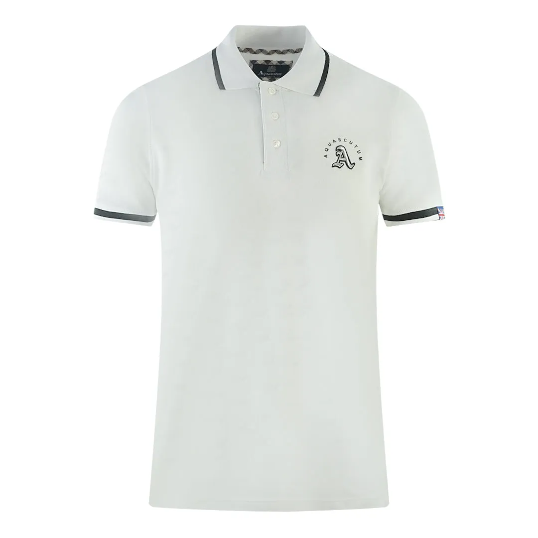 Aquascutum Embossed A Tipped White Polo Shirt