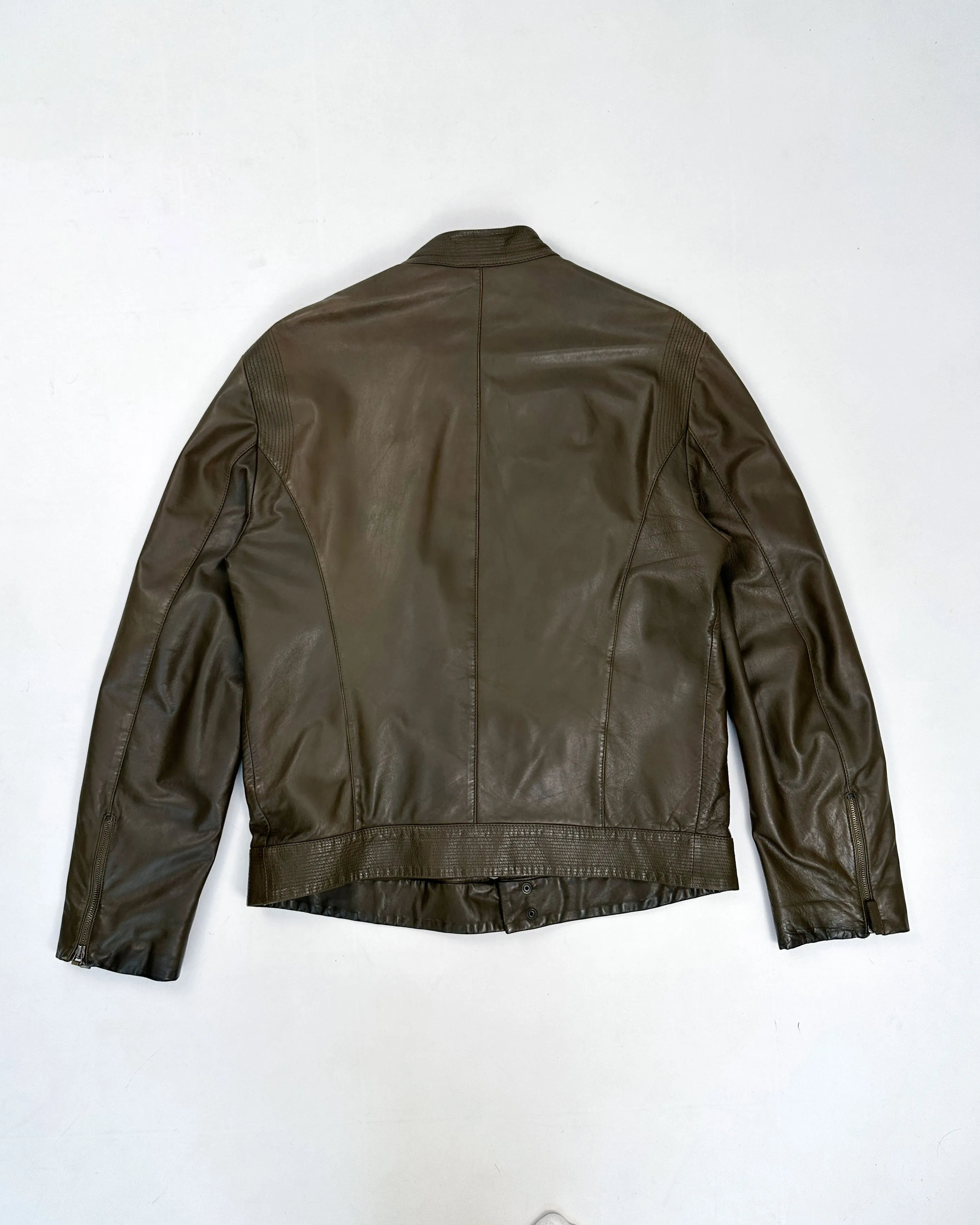 Armani Dark Brown Leather Jacket 2000's