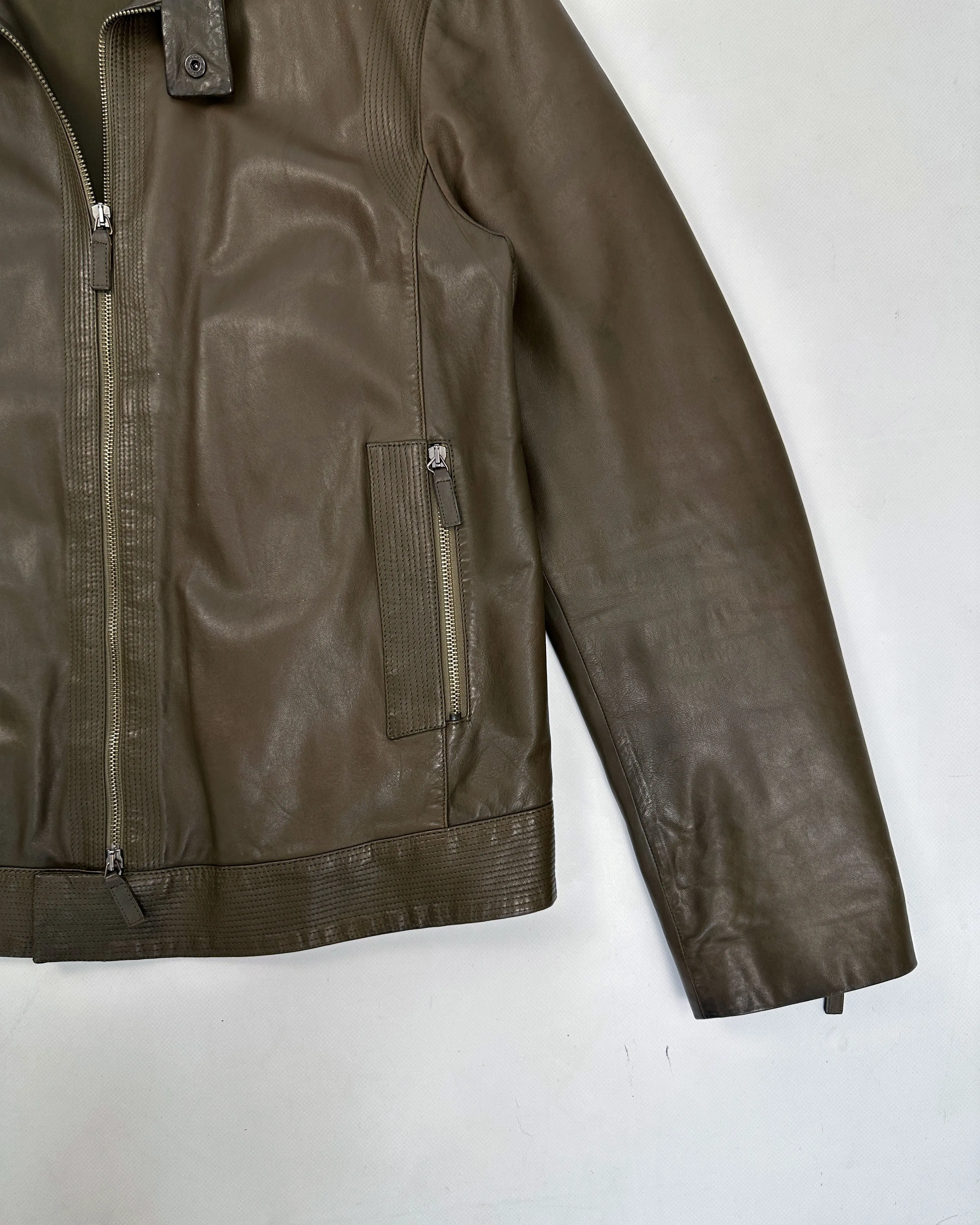 Armani Dark Brown Leather Jacket 2000's