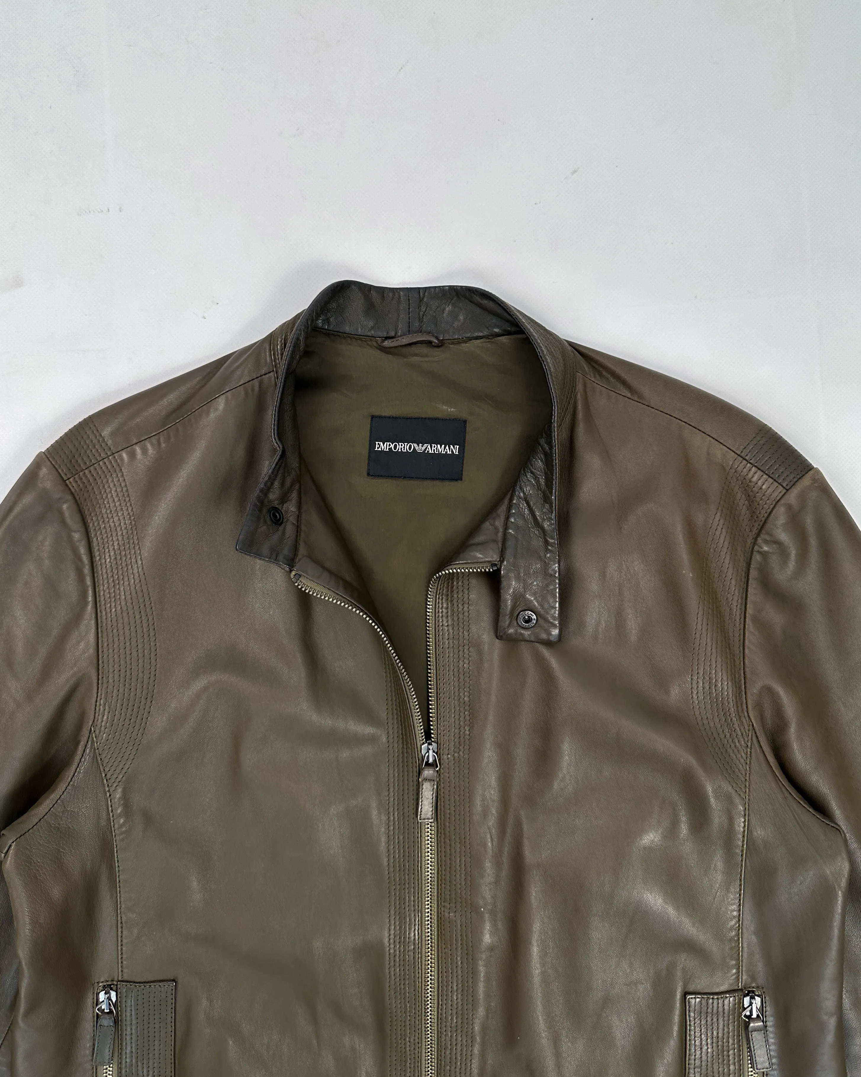 Armani Dark Brown Leather Jacket 2000's