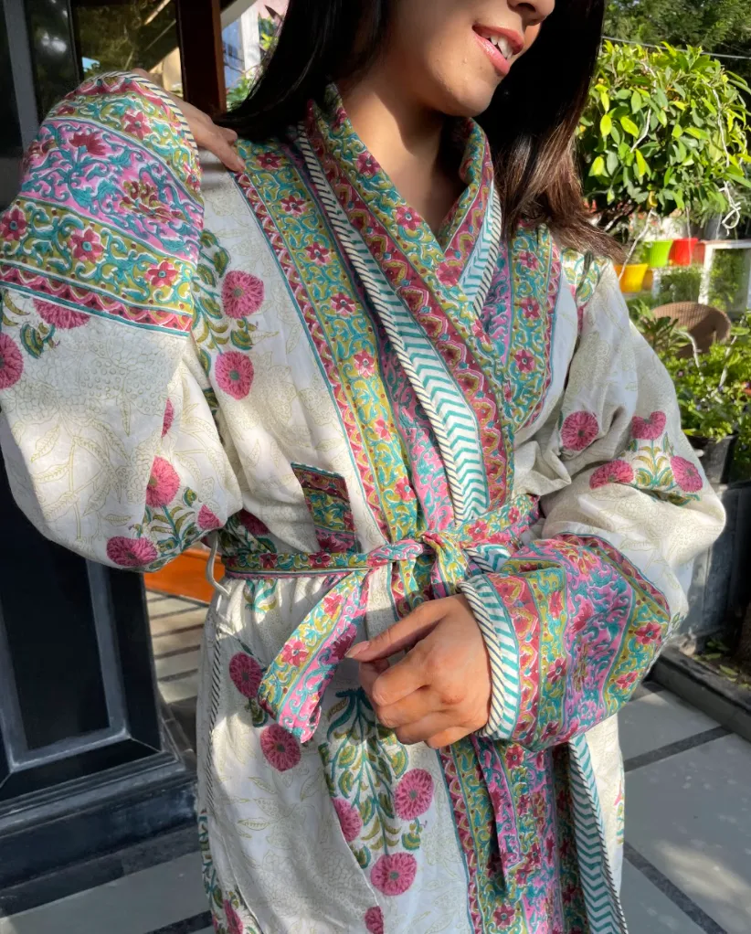 Baagheecha Quilted Cotton Robe