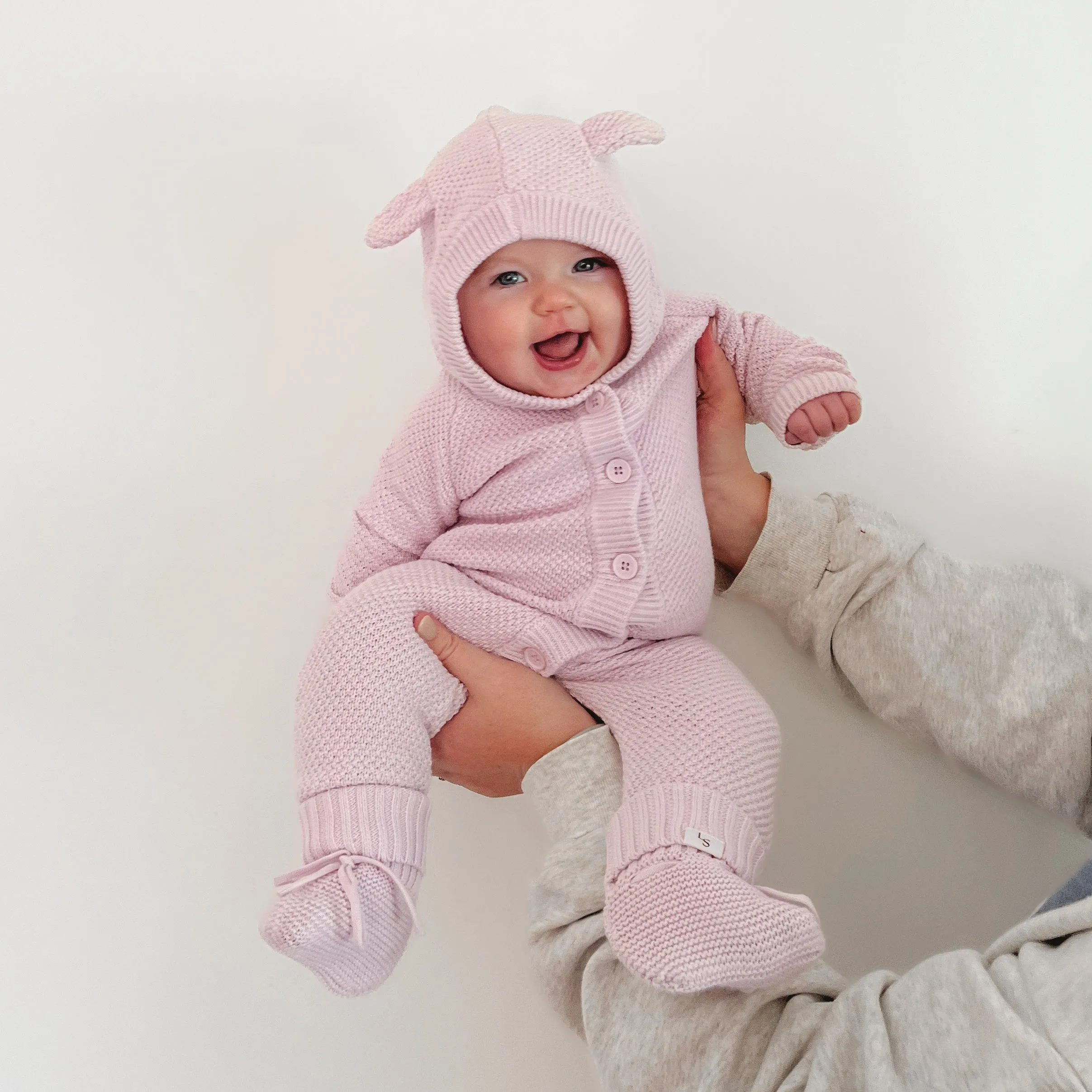 Bear Knitted Romper - Lilac Blossom