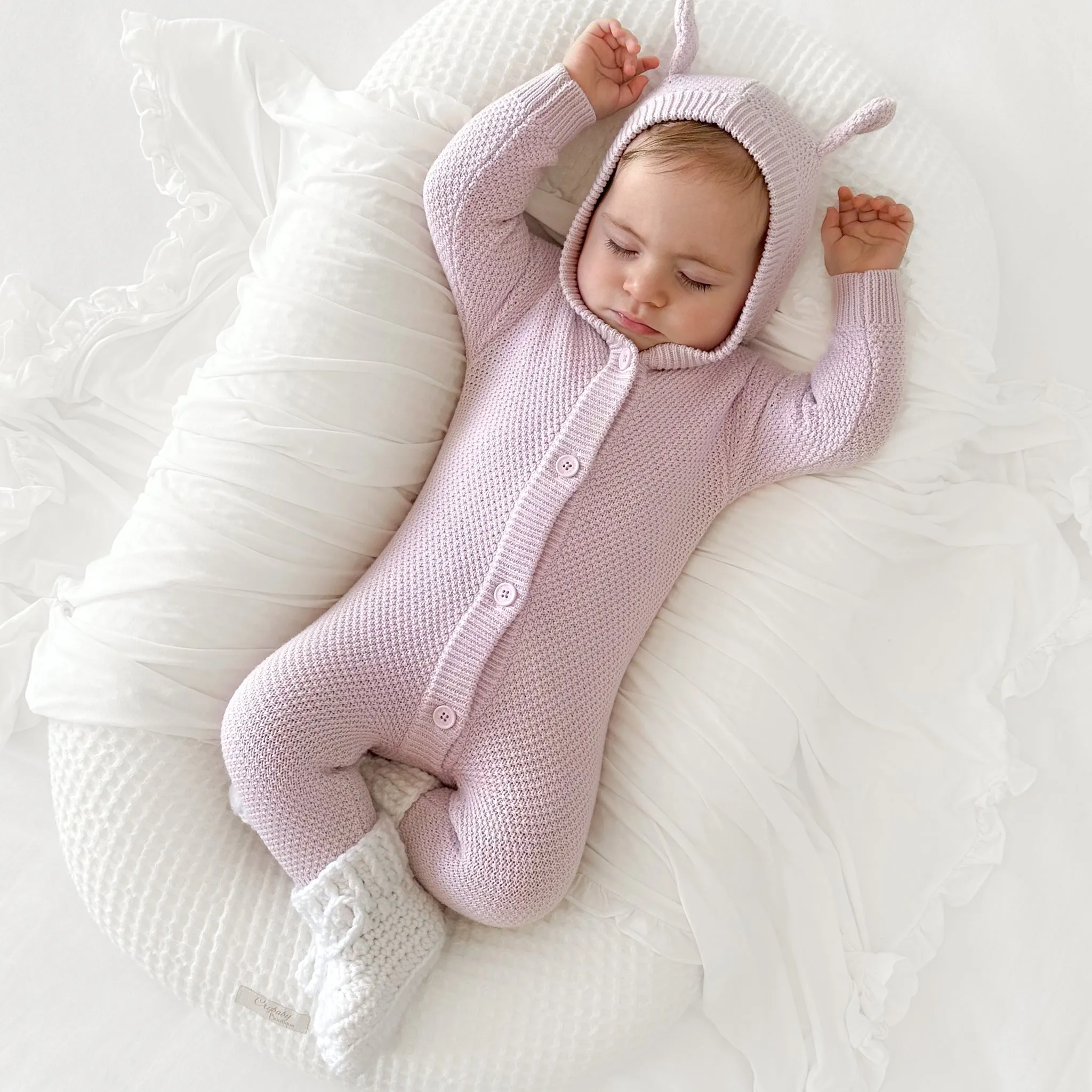 Bear Knitted Romper - Lilac Blossom