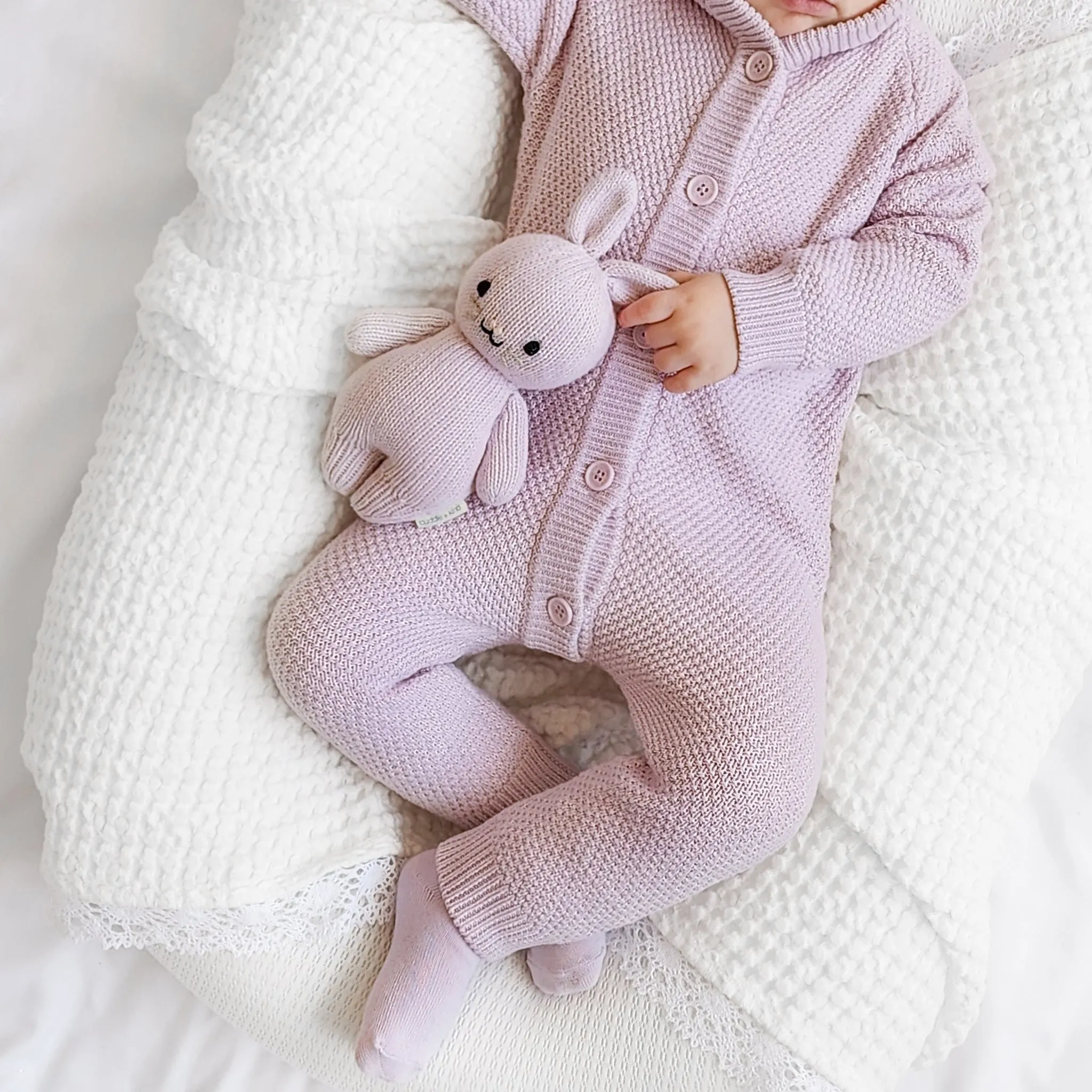 Bear Knitted Romper - Lilac Blossom