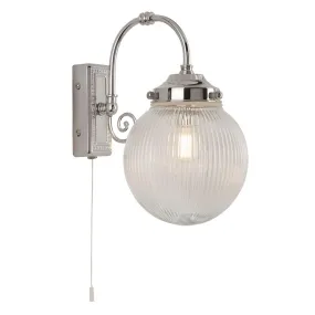 Belvue 1 Light Chrome Bathroom Wall Light, Clear Globe Shade