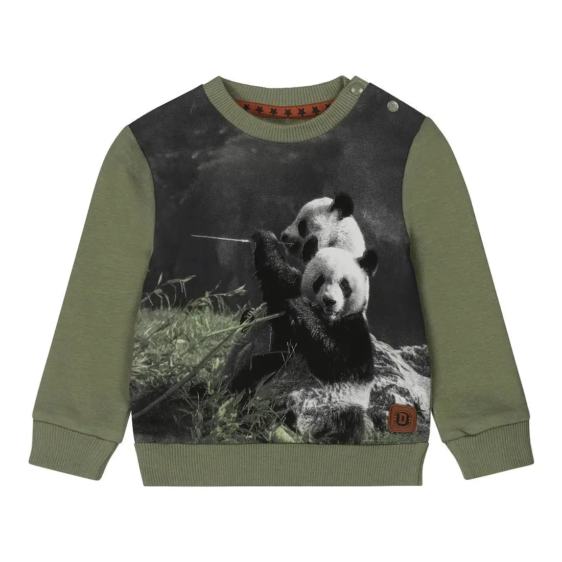 Boys Sweatshirt Soft Green Panda | Dirkje