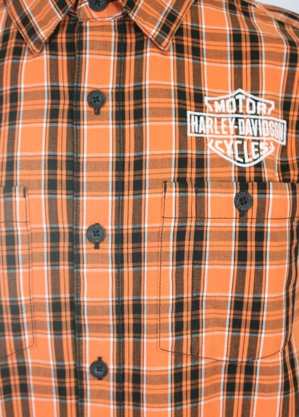 Branded  Men's Shirt Orange Screamin' Eagle Plaid L/S (S55)