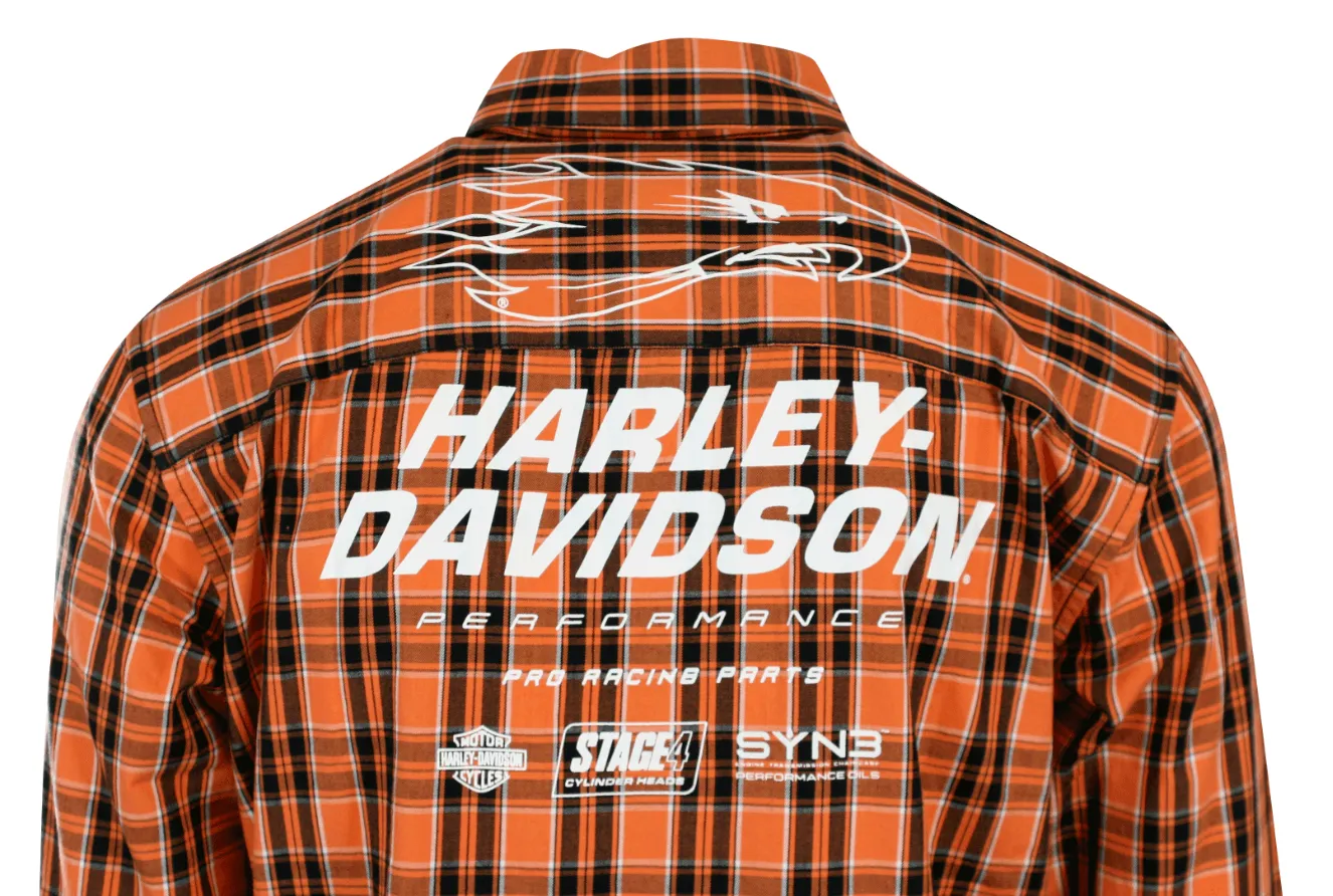 Branded  Men's Shirt Orange Screamin' Eagle Plaid L/S (S55)