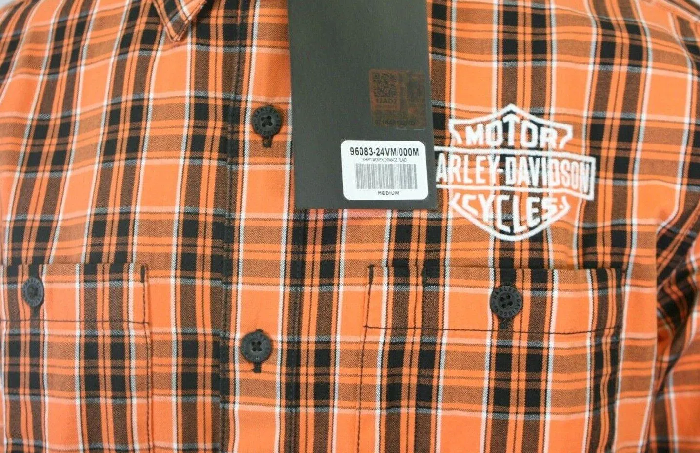 Branded  Men's Shirt Orange Screamin' Eagle Plaid L/S (S55)