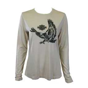 Branded Women's T-Shirt Cream Cross-Stitch Flying Eagle L/S Tee (S45)