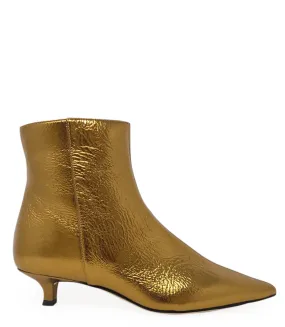 Bronze Kitten Heel Ankle Boot