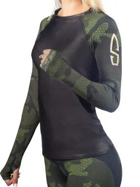 Bullet Hexa Camo Rash Guard Long Sleeve Top