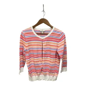 Cardigan By Loft In Striped Pattern, Size: L