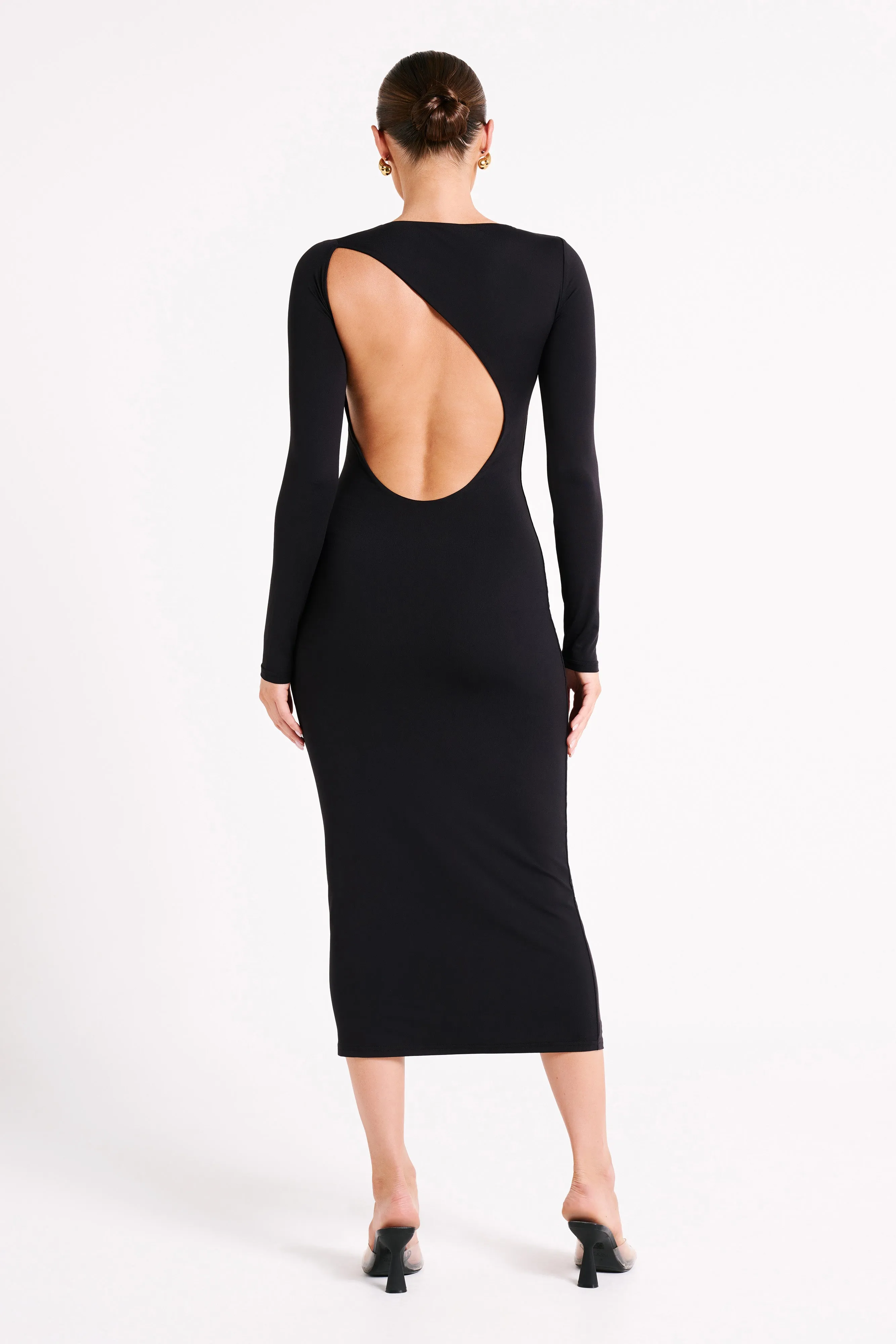 Cataleya Recycled Nylon Midi Dress - Black