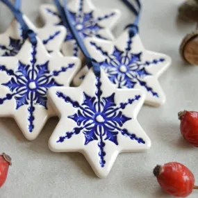 Ceramic star ornaments // Christmas decorations - set of 5