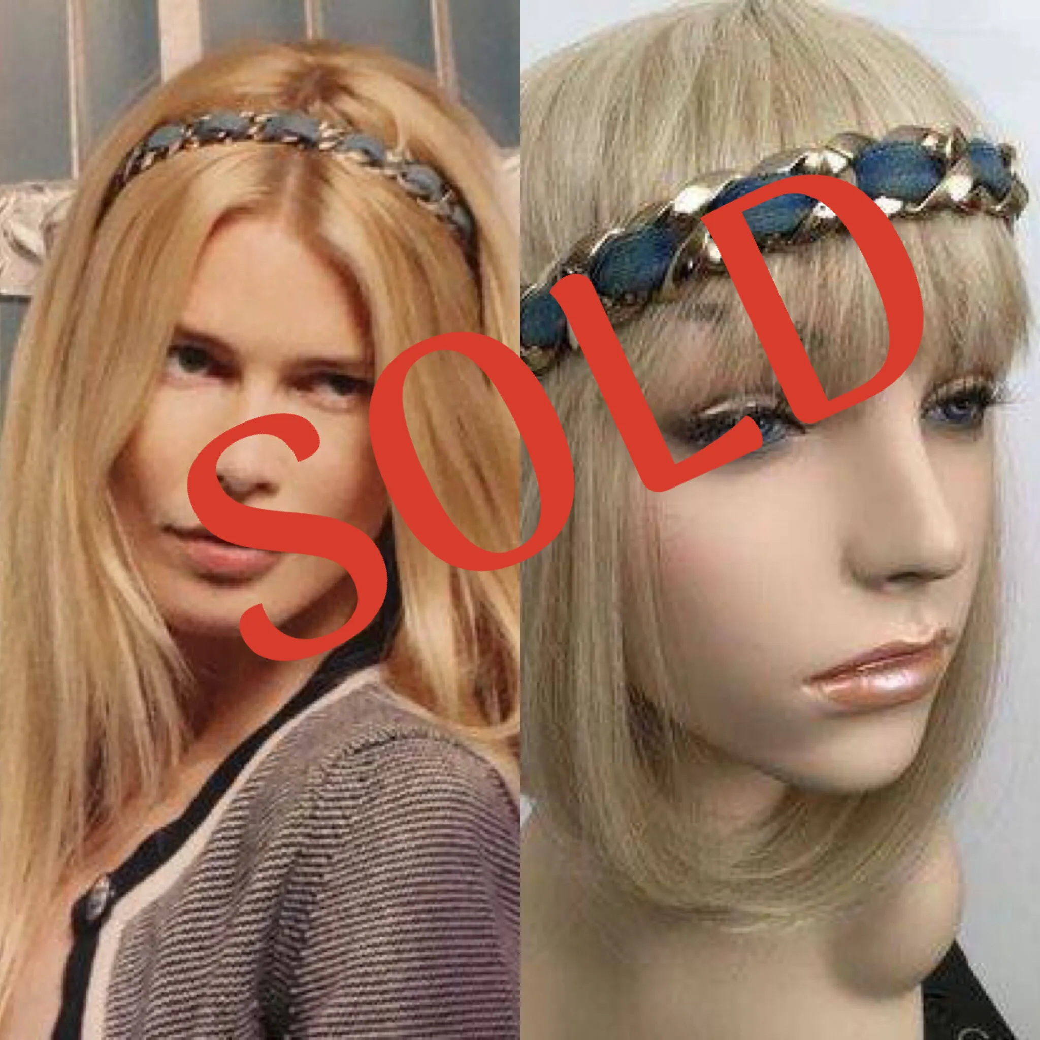 Chanel 08C 2008 Cruise Denim Gold Chain Headband/Necklace/Bracelet