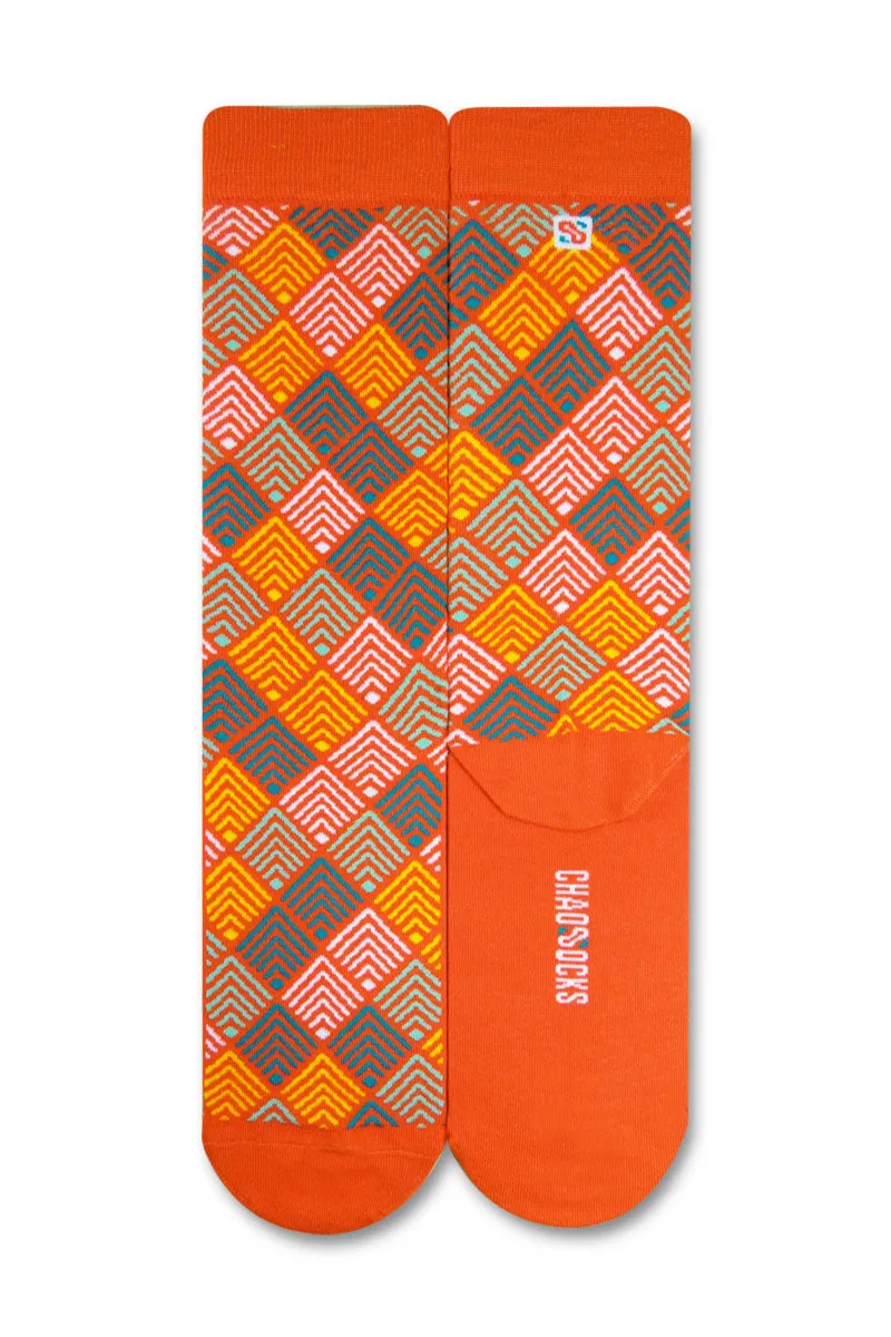 Chaossocks Art Deco Chevron Orange