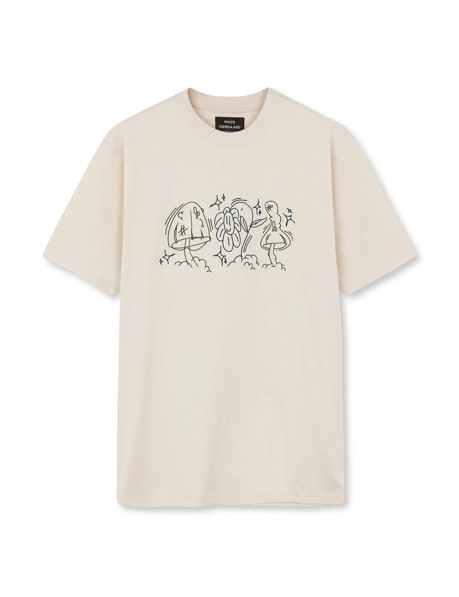 Cotton Jersey Thorbjørn R Embroidery Tee, Birch