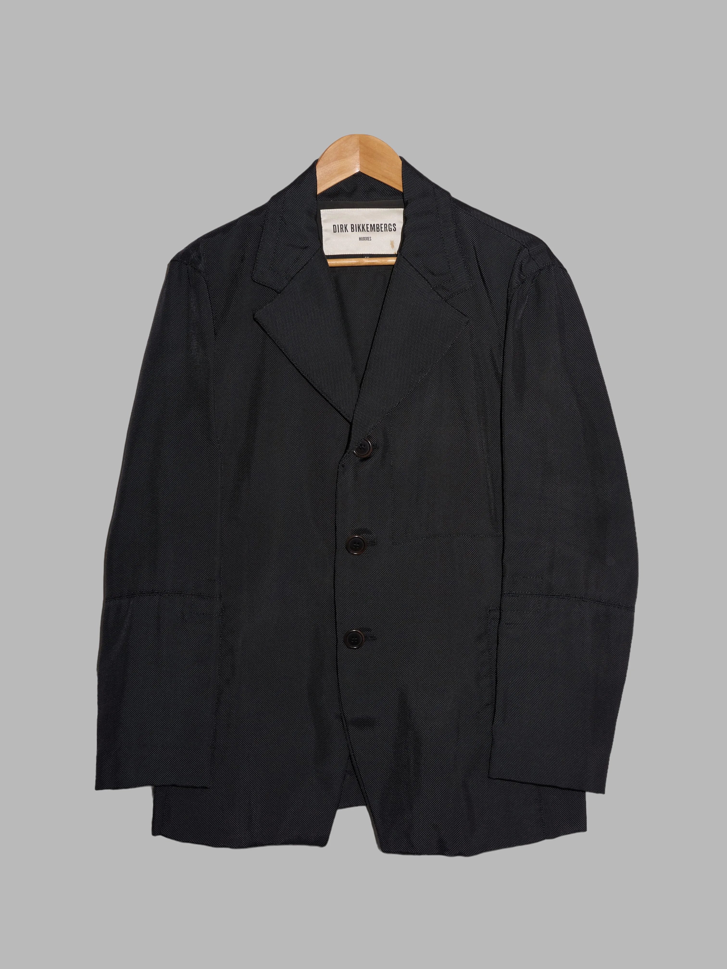 Dirk Bikkembergs Hommes 1990s black ballistic nylon three button blazer - sz 48