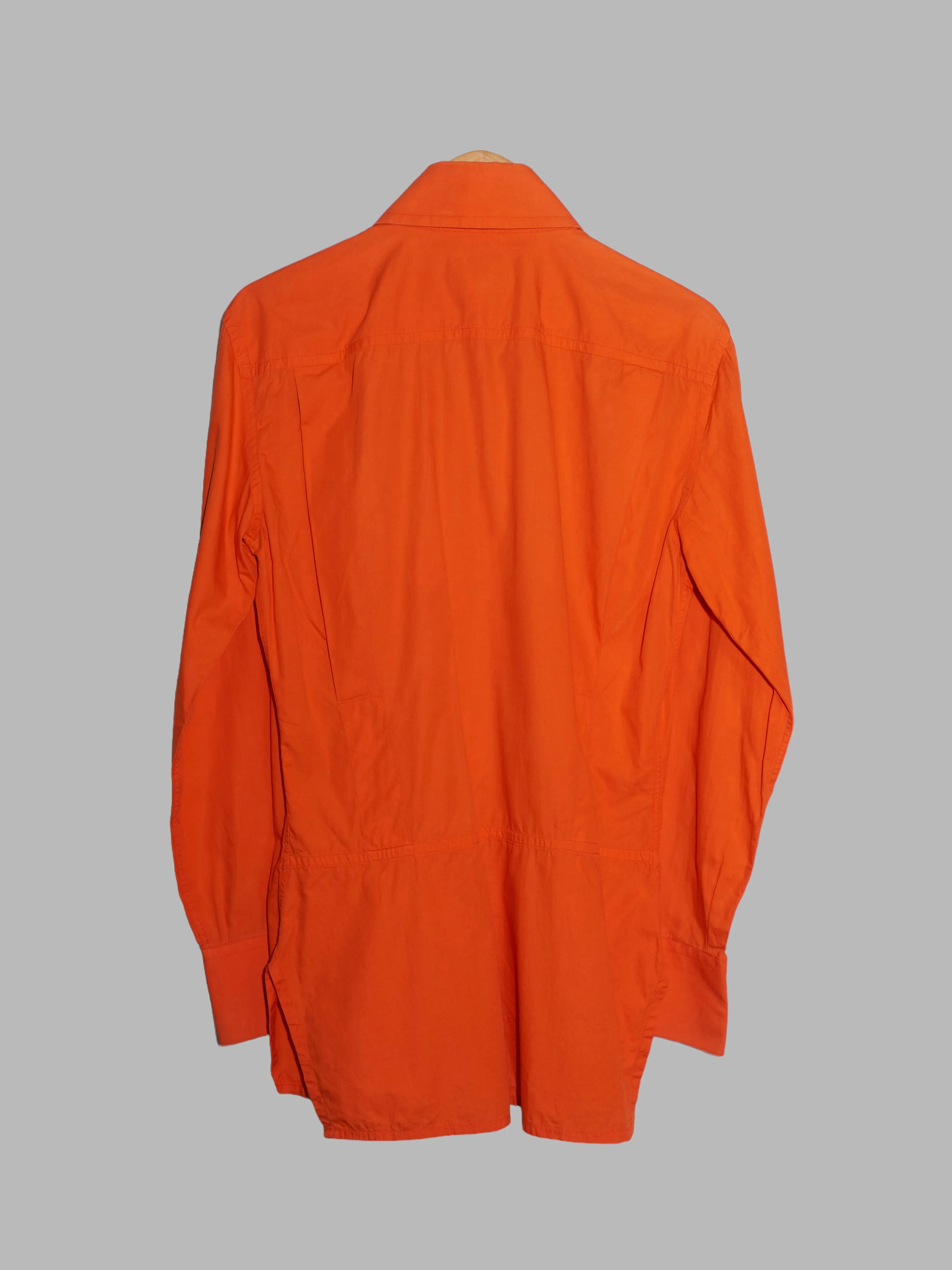 Dirk Bikkembergs Hommes 1990s orange cotton metal button shirt - M