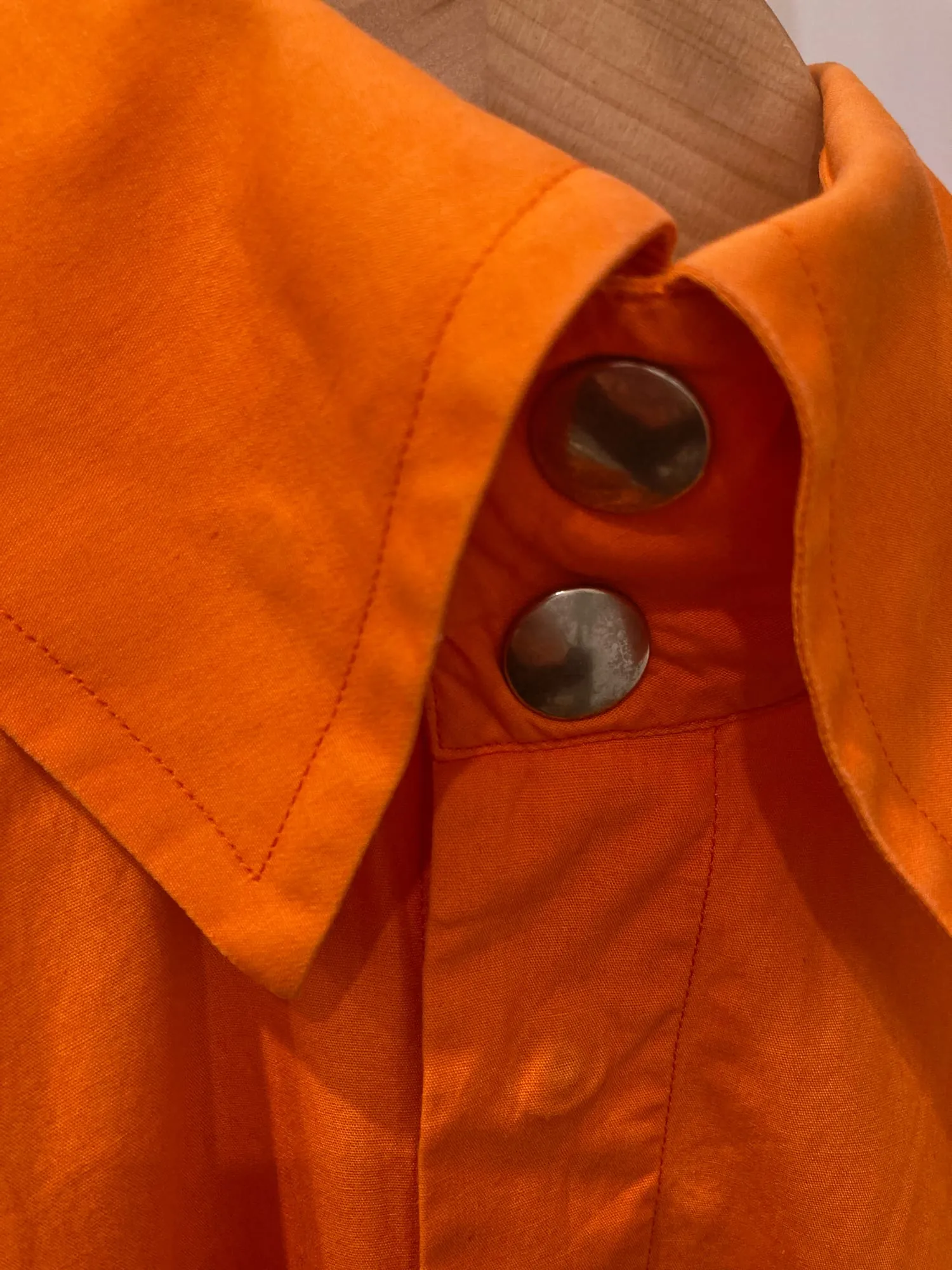 Dirk Bikkembergs Hommes 1990s orange cotton metal button shirt - M