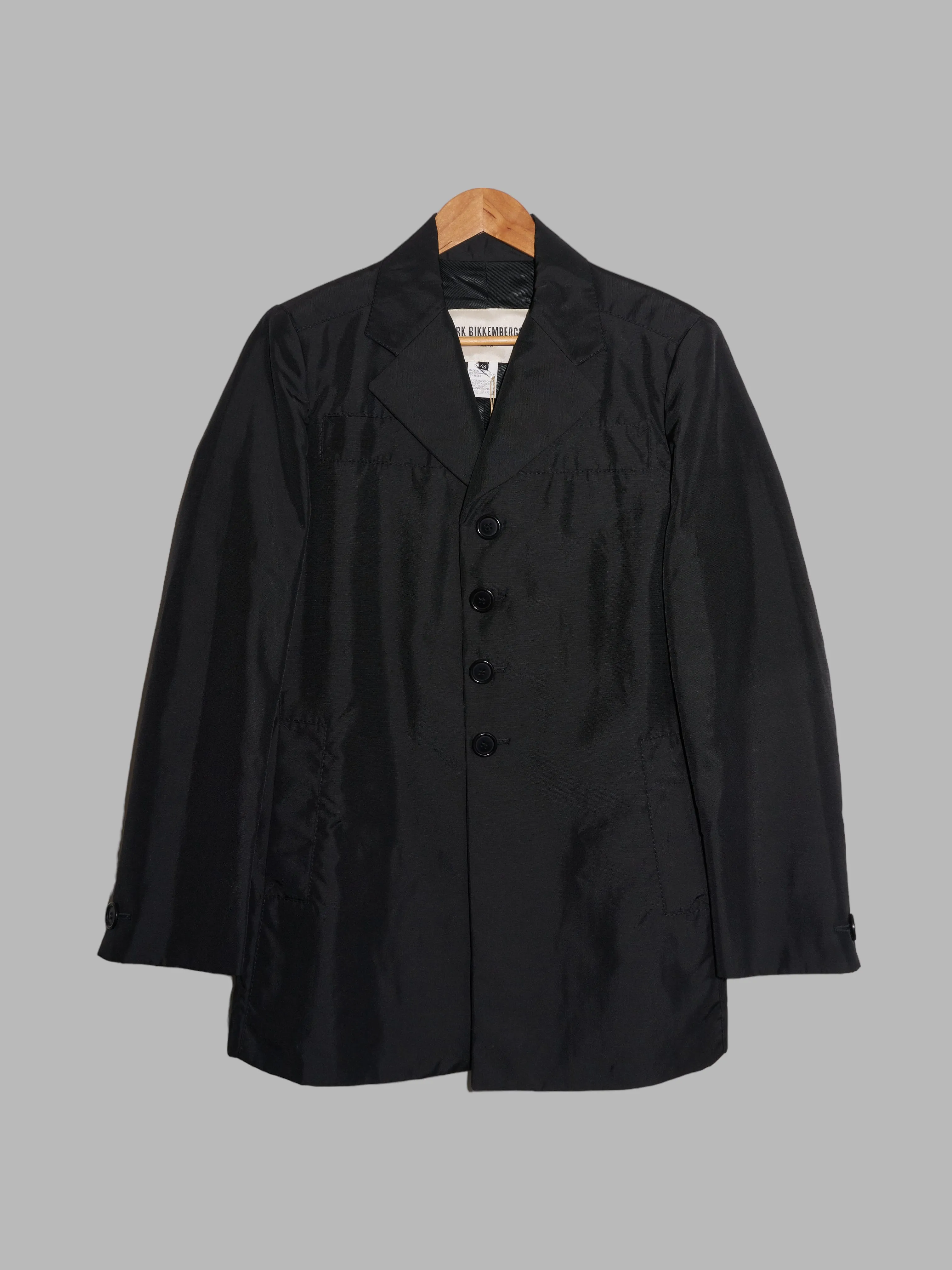 Dirk Bikkembergs Hommes 1996 black nylon canvas four button blazer - size 48