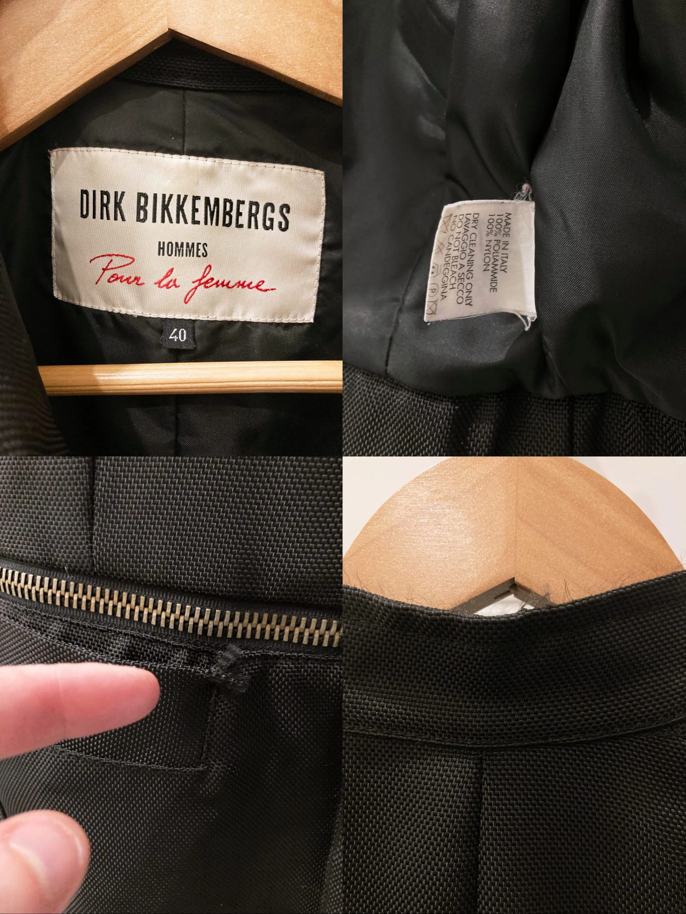 Dirk Bikkembergs winter 1996 black ballistic nylon jacket with detachable hem