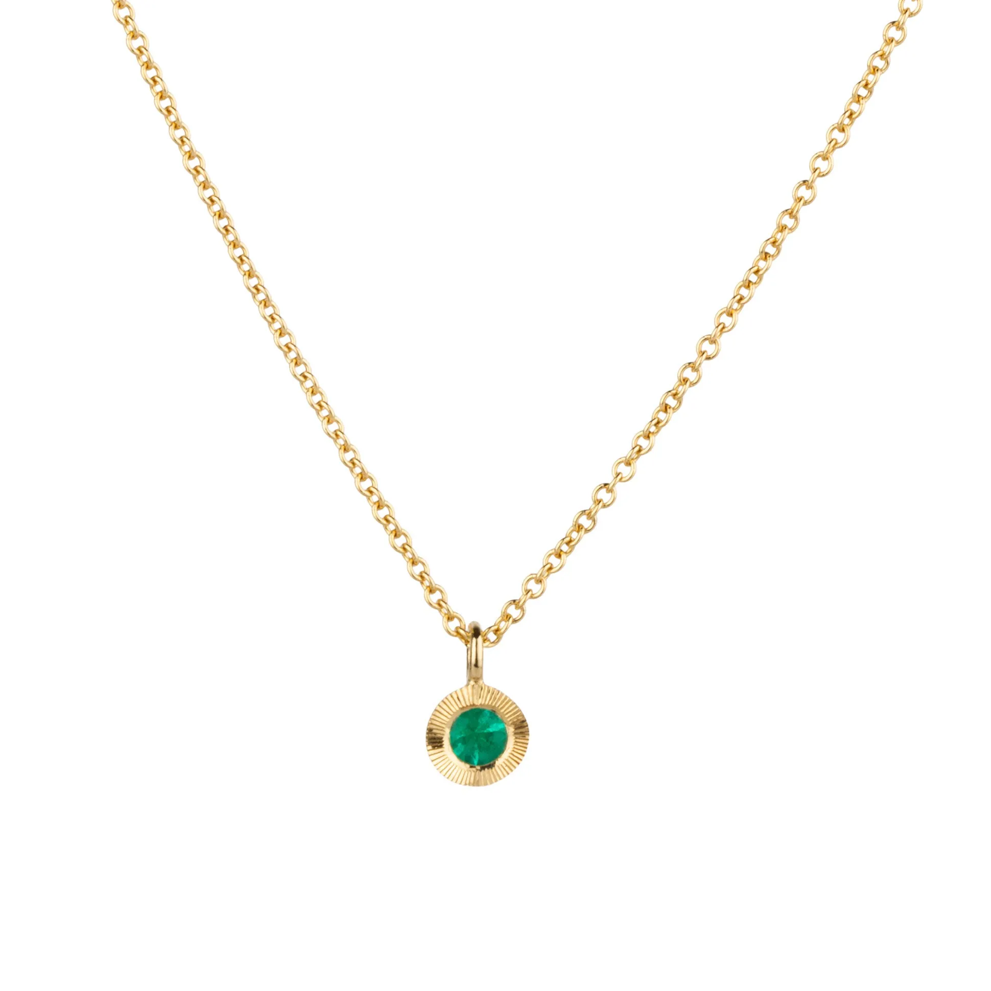 Emerald Small Aurora Pendant Necklace in Yellow Gold