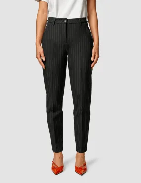 Essential Pants Tapered Black Silver Pinstripe