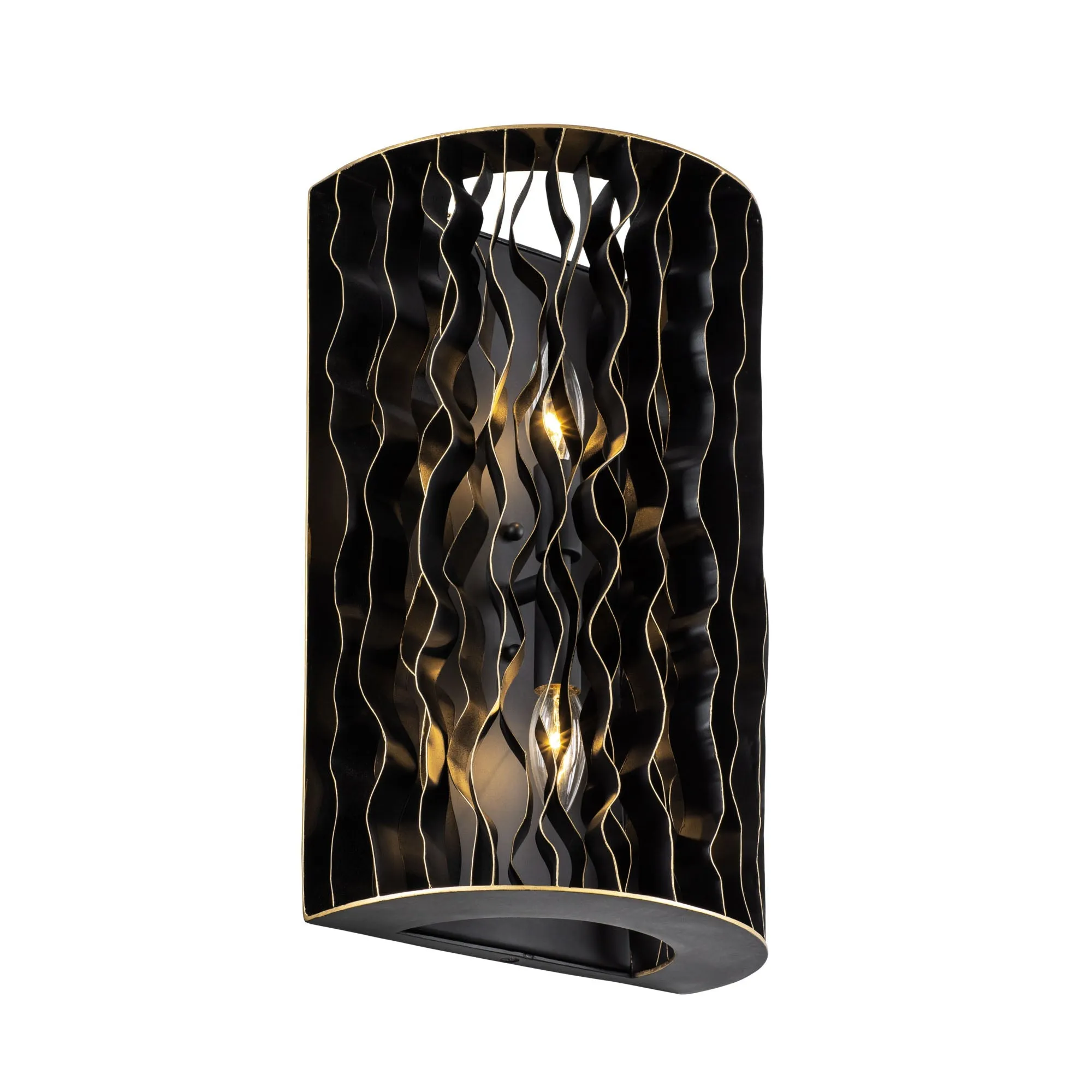 Estela 380W02MBFG 2-Light Wall Sconce - Matte Black/French Gold