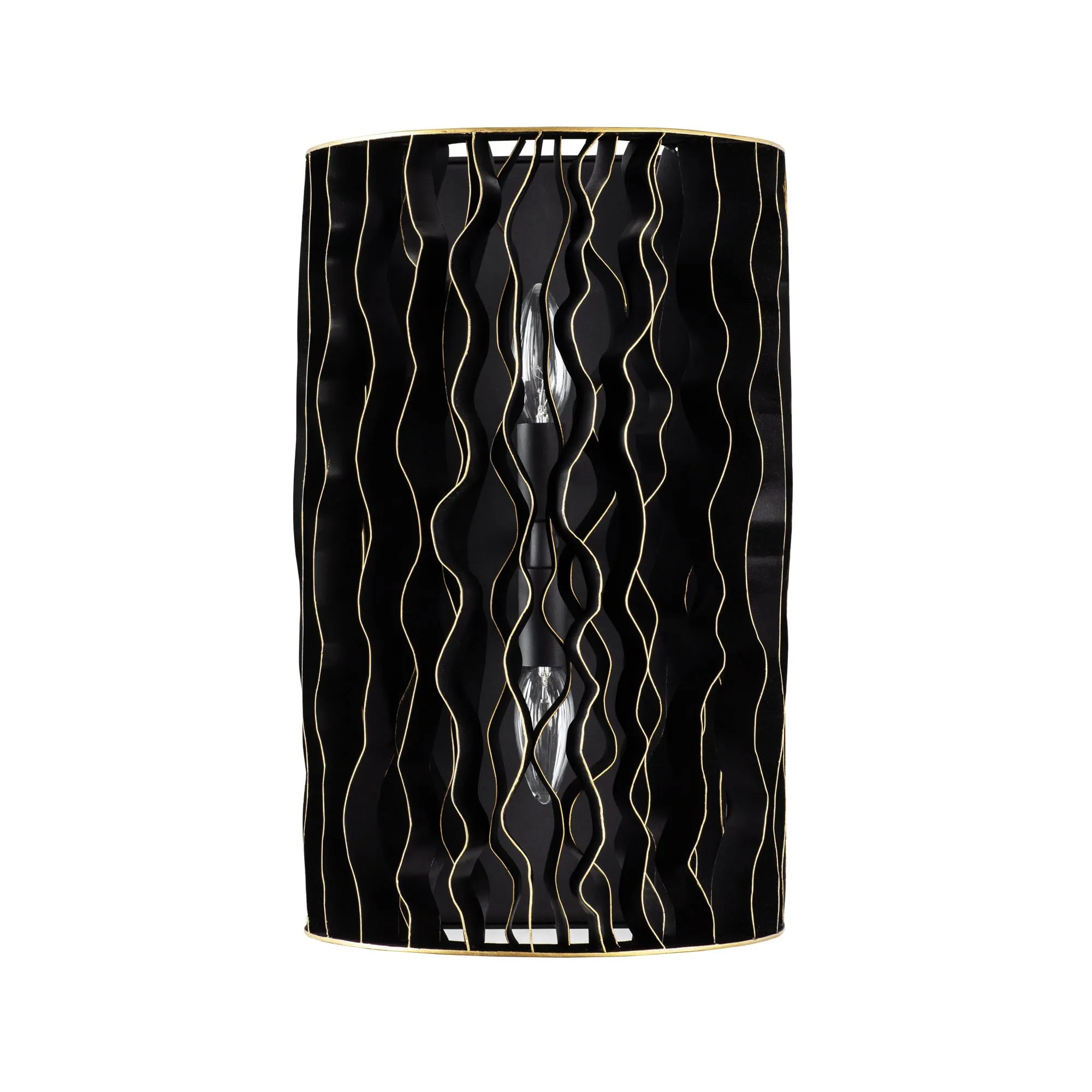 Estela 380W02MBFG 2-Light Wall Sconce - Matte Black/French Gold