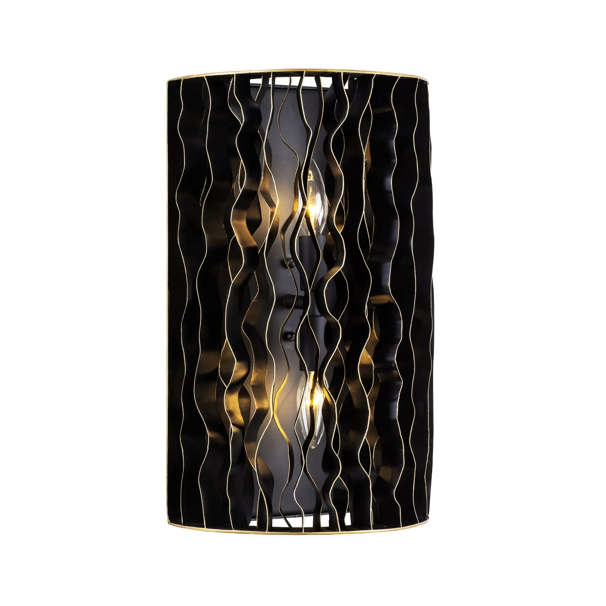 Estela 380W02MBFG 2-Light Wall Sconce - Matte Black/French Gold