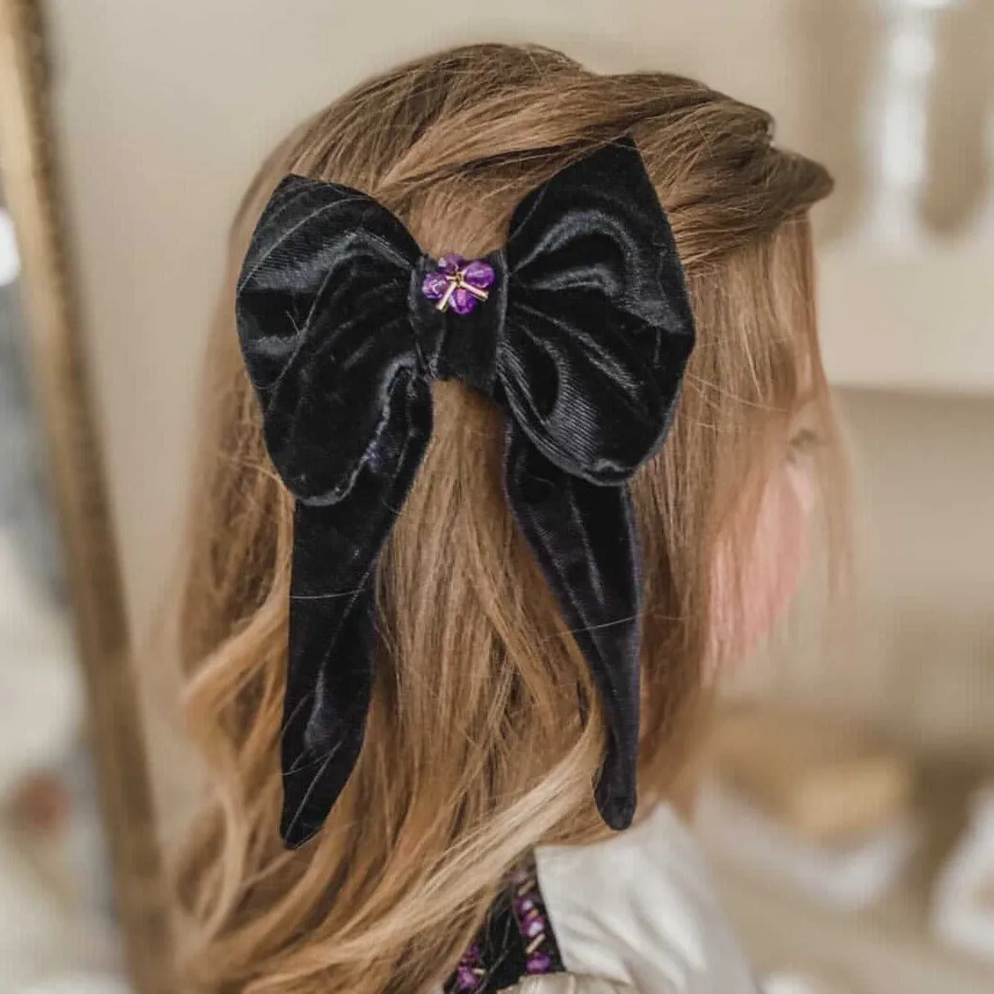 Evangeline Black Velvet Hair Bow