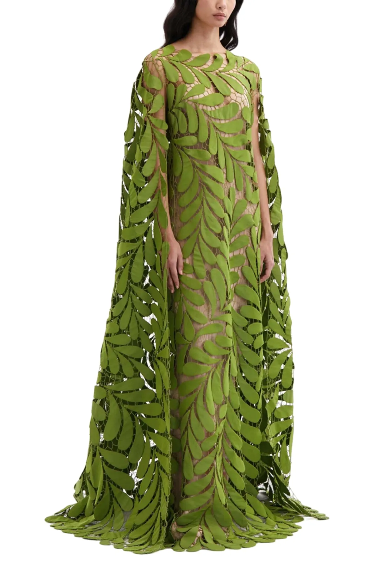 FERN EMBROIDERED FAILLE CAFTAN