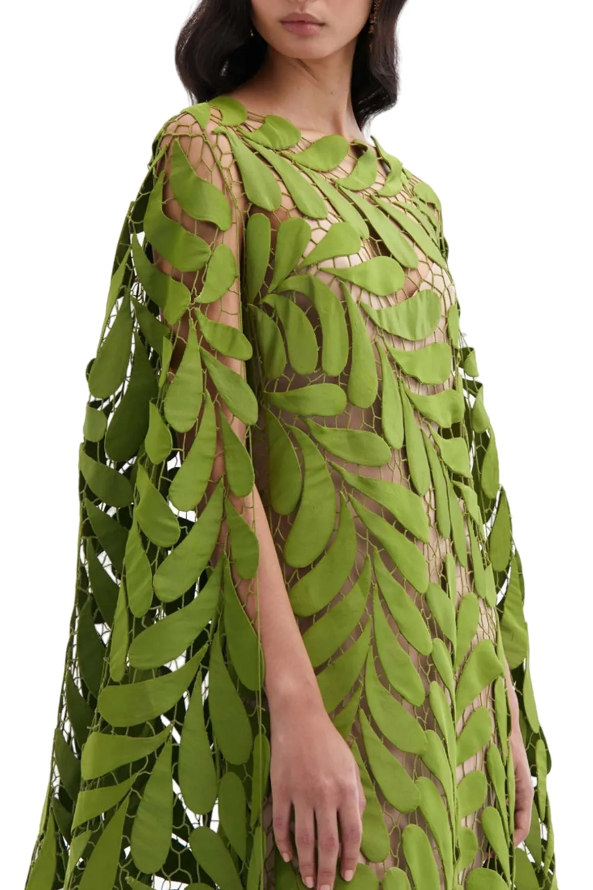 FERN EMBROIDERED FAILLE CAFTAN