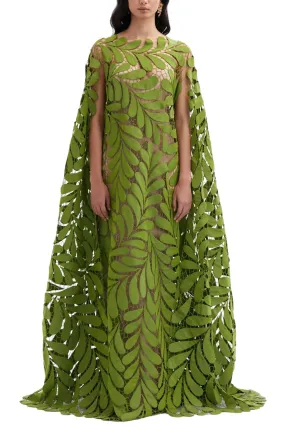 FERN EMBROIDERED FAILLE CAFTAN